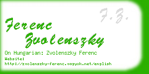 ferenc zvolenszky business card